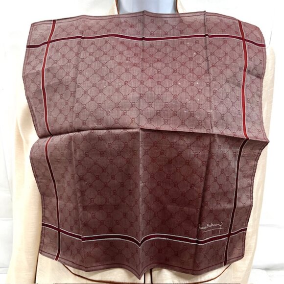 New 2 Classic Pierre Balmain handkerchiefs cotton/si;k 19" Burgendy Blue (68) - Picture 8 of 8